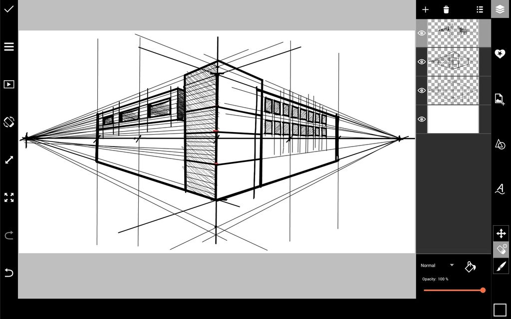 Sketch building details in prospective drawing